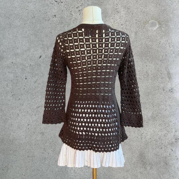 brown crochet knit cardigan - Picture 5 of 5